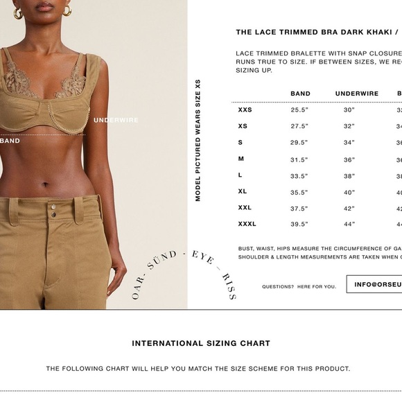 Orseund Iris • Lace trimmed bralette in dark khaki - Picture 5 of 9